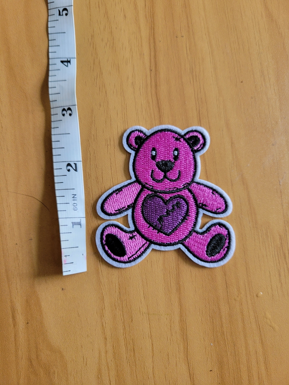 🧋NEW🧋Pink Heart Teddy Bear Iron-On Patch - Cute Pink Bear Embroidery